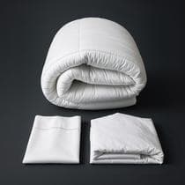 Kit Pillow Top Dupla Face e Jogo de Lençol 2 e 3 Peças Ponto Palito Cama Completa Solteiro Casal Queen e King Size