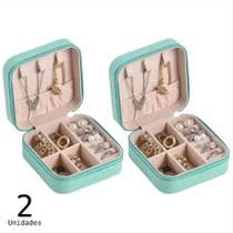 Kit Porta Jóias Estojo Portátil Luxo Compacto Quadrado Viagem Couro Brinco Bijuteria - NEHC