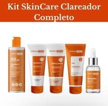 kit skin care clareador facial com vitamina C limpeza e Hidratação para peles com manchas - dermachem