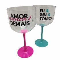 Kit Taça Gin Amor Nunca e Demais e Eu & Gin & Tônica - Brasfoot