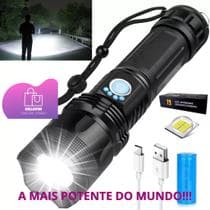 Lanterna Militar Tática T9 Mais Forte Do Mundo Caça, Pesca, Fazenda, Sitio Led Branco Zoom - Thor Import