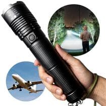 Lanterna Tática LED Recarregável Ultra Potente Zoom Longo Alcance USB Camping Segurança