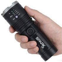 Lanterna Tática Militar Luz Mais Forte Do Mundo Led 2000 Lumens Bateria Função Powerbank Interna 6H Recarregável 8000 MaH Preto Alumino - AMG
