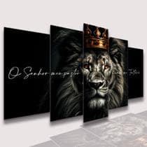 lConjunto Quadro Decorativo Mosaico Com Foto Personalizado Leão Cristo e Leão de juda PVC Decoração para Sala de Jantar Quarto Casal - Decorarte Designer