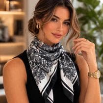 Lenço Xale Echarpe Feminino De Cetim Seda 90x90cm Estampado - meldorah