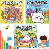 Livro De Colorir Pintar Cute Comfy And Cozy Cute Fluffy, Bobbie Goods, Criatividade, Relaxamento, Arte, Presente Perfeito - Iwmabru