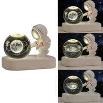Luminária Astronauta Criativa Led C/ Globo De Vidro 3D Usb - Dantas