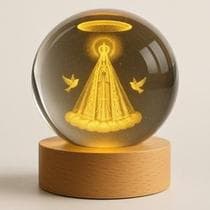 Luminária de Mesa Bola de Cristal Abajur de mesa para sala Luminária nossa senhora aparecida Madeira - NoBrand
