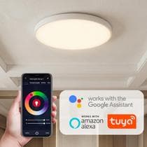 Luminária de Teto Plafon LED Inteligente Smart WiFi 24W Ø30 cm RGB Quente a Frio 2700K6500K, Controle por App e Voz, Compatível Alexa e Google - COIBEU
