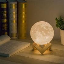 Luminária Lua Cheia 10cm 3d Abajur Led 2 Cores P/e - S/M