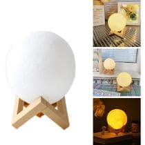 Luminária Lua Cheia LED 3D Sem Fio Luz Quente Decorativa Quarto Mesa Presente Criativo - MimosPix