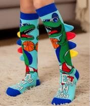 Meia Maluca 3D Dino Infantil Adulto Masculina Feminina Unissex Cano Alto Divertida com Apliques em Pelúcia, Tamanho Único - Genérico