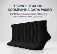 Meia masculina kit 12 pares cano alto longo Sport preta confortavel - Sporte