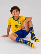 Meia Seleção Neymar Copa Brasil Divertida Premium Infantil - GAC VARIEDADES