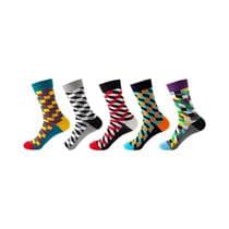 Meias Masculinas De Algodão Com Padrão Colorido, 5 Pares, Divertidas, Da Moda, Marca Happy Tide - others