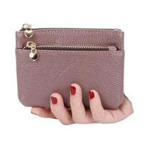 Mini Carteira Feminina De Couro Com Zíper, Porta-cartões, Chaveiro Infantil, Carteira De Bolso - NONE