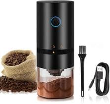 Moedor de café elétrico portátil, 4 xícaras pequeno moedor cônico automático moedor de grãos de café -PRETO - BC BORA…