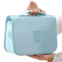 Necessaire Feminina Bolsa Viagem Compartimentos Gancho Maquiagem Higiene Azul - Necessaire com Alça
