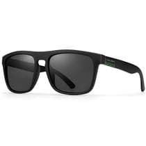 Óculos de Sol Masculino Formato Quadrado Lente Preta Polarizado Proteção UV400 Bloqueio Total UV Armação Preto Fosco Moderno Village Heaven 1034 C1