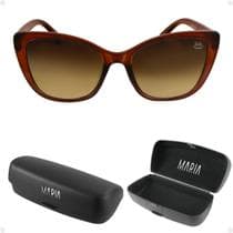 Oculos Sol Feminino Polarizado UV400 Quadrado Gatinho Marrom Premium + Case Original Presente Tendencia Moda Mulher - Orizom