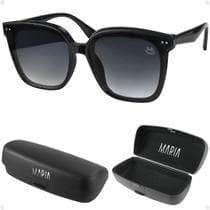 Oculos Sol Polarizado Feminino UV400 Quadrado Preto Premium + Case Original Presente Tendencia Mulher - Orizom Relogios