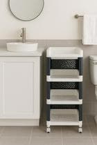 Organizador Compacto com 4 Prateleiras e Rodízios Ideal para Banheiro, Cozinha, Lavanderia, Salão e Etc