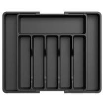 Organizador de gavetas extensível para talheres e utensílios de cozinha preto