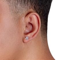 Par Brinco Prata 925 Legítima Pedra Zircônia 6mm Masculino - Morganitte
