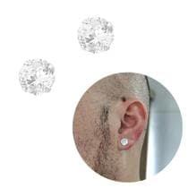Par Brinco Prata 925 Legítima Pedra Zircônia 8mm Masculino - Morganitte