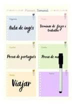 Planner Semanal Mensal Magnetico Ima De Geladeira Com Caneta - Opfy