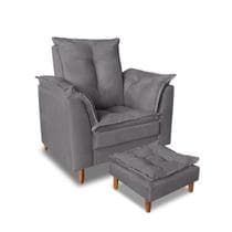 Poltrona Decorativa Com Puff Para Leitura Confortável - lavinia decor