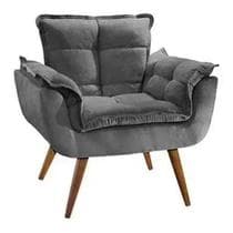 Poltrona Decorativa Opala Para Sala e Quarto Grafite - SONHO DAS POLTRONAS