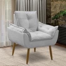 Poltrona Decorativa Opala Suede Luxo para Sala de Estar e Recepção - Arapongas Decor