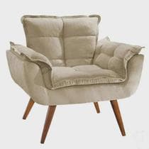 Poltrona Decorativa Opalla Sala de Estar Consultório Clinica Suede Bege -Decor Elity