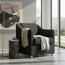 Poltrona Decorativa Para Sala Recepção Manicure Barbearia Salão de Beleza Cadeira Reforçada Mila Tecido Suede Pés Cromado - Clique e Decore