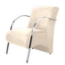 Poltrona Decorativa Predoli Braço Aluminio Suede Bege Recepção Sala Quarto Salão de Cabelereiro - Predoli Decor
