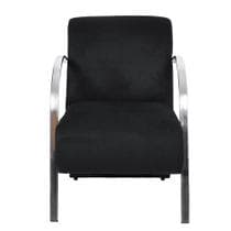 Poltrona Decorativa Predoli Braço Aluminio Suede Preto Recepção Sala Quarto Salão de Cabelereiro - Predoli Decor