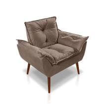 Poltrona Opala Decorativa Para Sala Suede Capuccino - CASA DA POLTRONA
