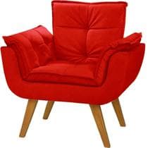 Poltrona Opala Suede Vermelho Cadeira Decorativa para Sala Recepção Escritório Quarto - A Z Decor