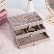 Porta Joia Grande Compacto Multifuncional Feminino com Gavetas - Brinq Lar