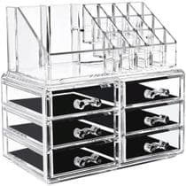 Porta maquiagem kit 6 gavetas e 16 divisorias organizador acrílico gaveteiro