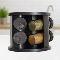 Porta Temperos E Condimentos Giratório Com 6 Potes De Vidro Cor Preto - Belovidro