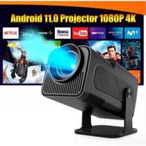 Projetor Hy320 Davely Smart TV Android WiFi6 390 ANSI Lumens Full HD 4K Mini Projetor Portátil Preto com Controle Remoto