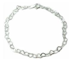 Pulseira 22 Cm Feminina Prata Legitima 925 Elo Coração - Lojas La&Ny