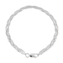 Pulseira De Prata 925 Feminina Trançada Italiana 3 Fios 18cm - Lojas La&Ny Pratas