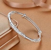 Pulseira Feminina Ajustável Prata 925 com Detalhes Florais Joia Delicada e Sofisticada - VNS