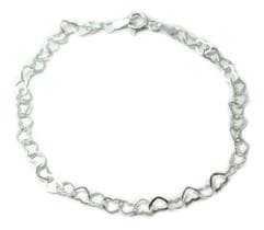 Pulseira Feminina Prata Legitima 925 Elo Coração - Lojas La&Ny