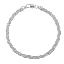Pulseira Feminina Trançada 3 Fios Banhada Prata 925 Legítima - Papillon Semi Jóias