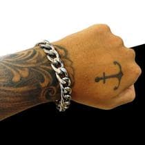 Pulseira Masculina Super Grossa Grumet Aço Inoxidavel Prata - Azmar SemiJoias
