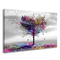 Quadro Decorativo em Tela Decoração Sala Árvore Colorida 55cm X 90cm